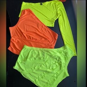 BUNDLE OF 3 NEW NEON/ORANGE OFF THE SHOULDER TOPS!!!
